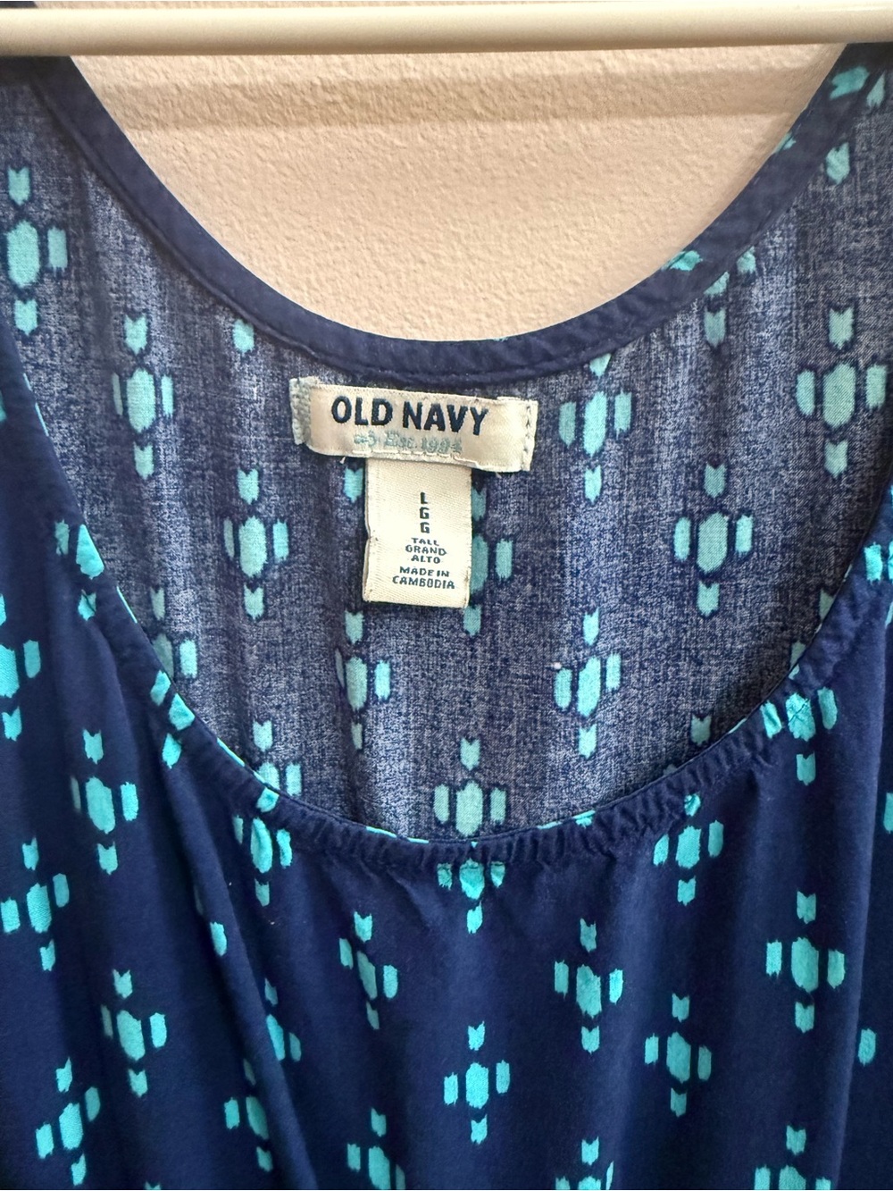 Old Navy Navy Dress with Teal Dot Motif - Picture 2 of 2